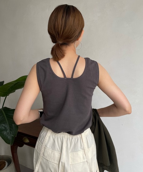 DouDou（ドゥドゥ）の「AW 配色2WAYタンク（タンクトップ・レディース・ブラック/ベージュ/オフホワイト・FREE）」の11枚目の写真