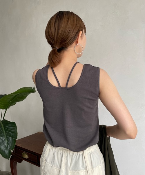 DouDou（ドゥドゥ）の「AW 配色2WAYタンク（タンクトップ・レディース・ブラック/ベージュ/オフホワイト・FREE）」の12枚目の写真