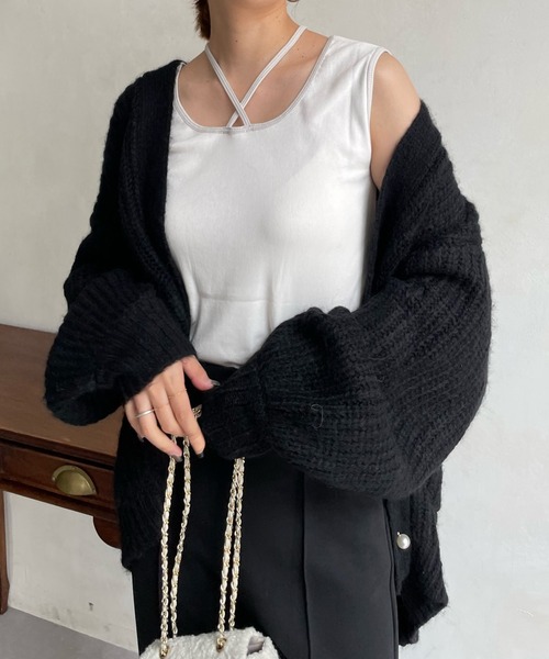 DouDou（ドゥドゥ）の「AW 配色2WAYタンク（タンクトップ・レディース・ブラック/ベージュ/オフホワイト・FREE）」の16枚目の写真