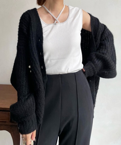 DouDou（ドゥドゥ）の「AW 配色2WAYタンク（タンクトップ・レディース・ブラック/ベージュ/オフホワイト・FREE）」の17枚目の写真