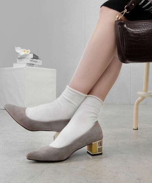 alala(アララ)の「ブロックヒールポインテッド(パンプス・レディース・ブラック/パープル/オレンジ/グレイッシュベージュ/グリーン/アイボリー系1/ブラック系1・S/M/L/LL)」の4枚目の写真