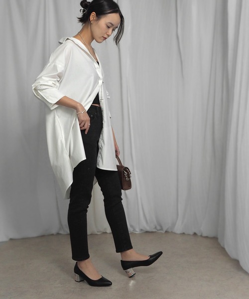 alala(アララ)の「ブロックヒールポインテッド(パンプス・レディース・ブラック/パープル/オレンジ/グレイッシュベージュ/グリーン/アイボリー系1/ブラック系1・S/M/L/LL)」の20枚目の写真