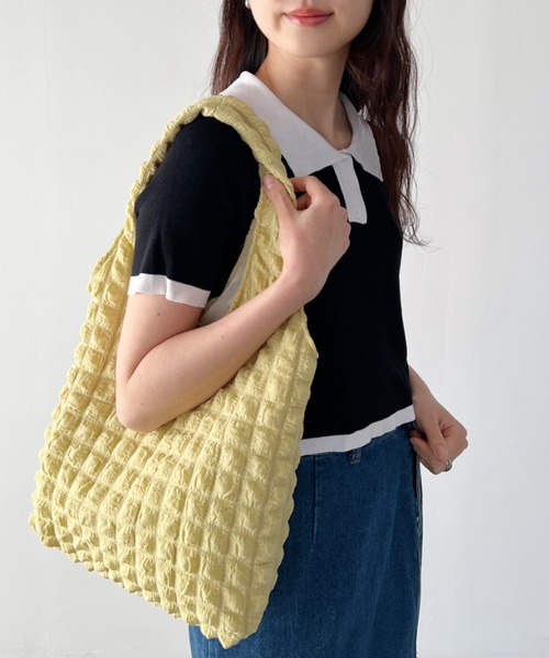 CLEA(クレア)の「【A4サイズ対応】ポップコーントートバッグ(トートバッグ・レディース・ブラック/イエロー/アイボリー/ピンク/ライトブルー・FREE)」の16枚目の写真