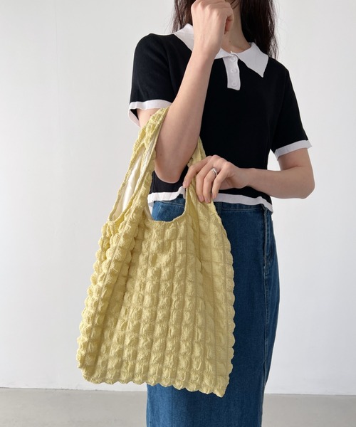 CLEA(クレア)の「【A4サイズ対応】ポップコーントートバッグ(トートバッグ・レディース・ブラック/イエロー/アイボリー/ピンク/ライトブルー・FREE)」の7枚目の写真