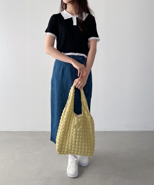 CLEA(クレア)の「【A4サイズ対応】ポップコーントートバッグ(トートバッグ・レディース・ブラック/イエロー/アイボリー/ピンク/ライトブルー・FREE)」の9枚目の写真