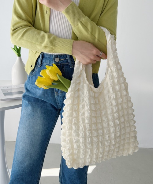 CLEA(クレア)の「【A4サイズ対応】ポップコーントートバッグ(トートバッグ・レディース・ブラック/イエロー/アイボリー/ピンク/ライトブルー・FREE)」の18枚目の写真