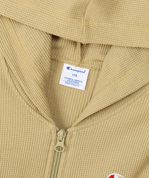 Champion（チャンピオン）の「【Champion/チャンピオン】キッズ ベーシック ジップフーデッドシャツ（パーカー・キッズ・ベージュ/ブラック/チャコール/オフホワイト/ネイビー・120/140/100/130/160/150/110）」の10枚目の写真