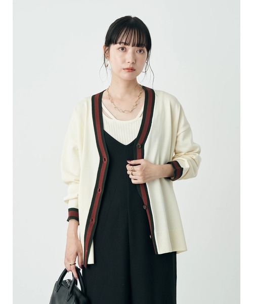 earth music&ecology（アースミュージックアンドエコロジー）の「配色トリムカーディガン（カーディガン/ボレロ・レディース・ネイビー/マスタード/グリーン/グレー/アイボリー/ブラウン・FREE）」の7枚目の写真