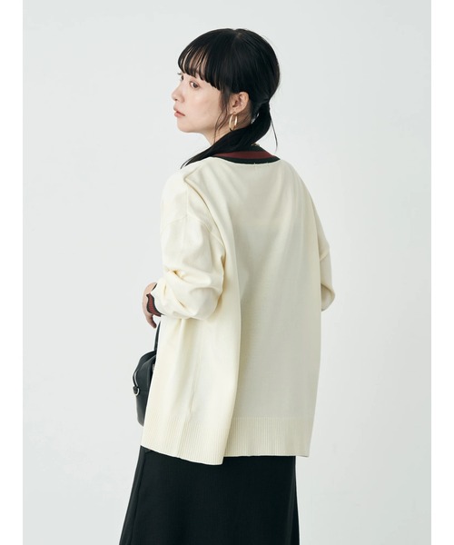 earth music&ecology（アースミュージックアンドエコロジー）の「配色トリムカーディガン（カーディガン/ボレロ・レディース・ネイビー/マスタード/グリーン/グレー/アイボリー/ブラウン・FREE）」の8枚目の写真