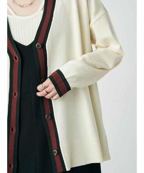 earth music&ecology（アースミュージックアンドエコロジー）の「配色トリムカーディガン（カーディガン/ボレロ・レディース・ネイビー/マスタード/グリーン/グレー/アイボリー/ブラウン・FREE）」の12枚目の写真