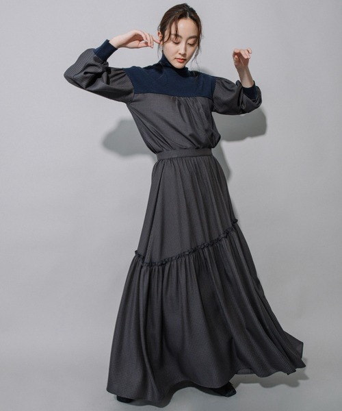 Munich（ミューニック）の「レーヨンポリエステルビエラティアードマキシスカート（スカート・レディース・ブラック/ベージュ/ネイビー・S/M/XS）」の15枚目の写真