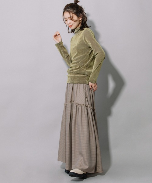 Munich（ミューニック）の「レーヨンポリエステルビエラティアードマキシスカート（スカート・レディース・ブラック/ベージュ/ネイビー・S/M/XS）」の19枚目の写真