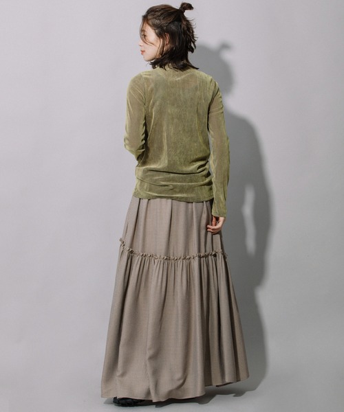 Munich（ミューニック）の「レーヨンポリエステルビエラティアードマキシスカート（スカート・レディース・ブラック/ベージュ/ネイビー・S/M/XS）」の20枚目の写真