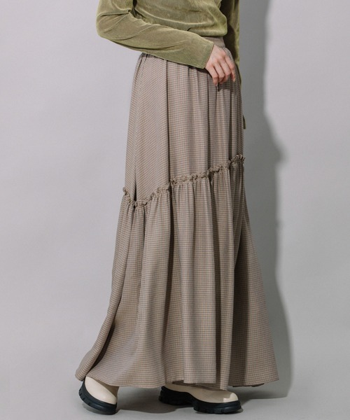 Munich（ミューニック）の「レーヨンポリエステルビエラティアードマキシスカート（スカート・レディース・ブラック/ベージュ/ネイビー・S/M/XS）」の22枚目の写真