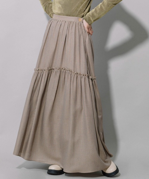 Munich（ミューニック）の「レーヨンポリエステルビエラティアードマキシスカート（スカート・レディース・ブラック/ベージュ/ネイビー・S/M/XS）」の21枚目の写真