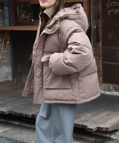 fredy emue（フレディエミュ）の「オーバーサイズダウンコート（ダウンジャケット/コート・レディース・ライトグレー/ブラック/パープル/ブラウン・38）」の8枚目の写真