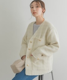 F by ROSSO ウールツイードノーカラージャケット