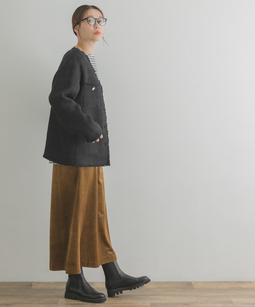 F by ROSSO（エフバイロッソ）の「F by ROSSO　ウールツイードノーカラージャケット（ノーカラージャケット・レディース・ネイビー/オフホワイト・38/36）」の17枚目の写真