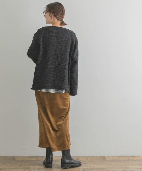 F by ROSSO（エフバイロッソ）の「F by ROSSO　ウールツイードノーカラージャケット（ノーカラージャケット・レディース・ネイビー/オフホワイト・38/36）」の18枚目の写真