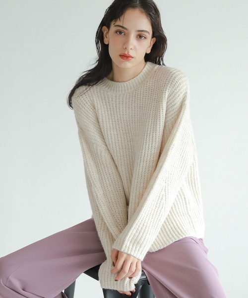 LAKOLE(ラコレ)の「3Gフラッフィ畦プルオーバー / 165935(ニット/セーター・レディース・オフホワイト/ライトグレー/ネイビー/イエロー・SMALL/MEDIUM)」の1枚目の写真