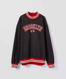 裏起毛ハイネック リブラインスウェット プルオーバー