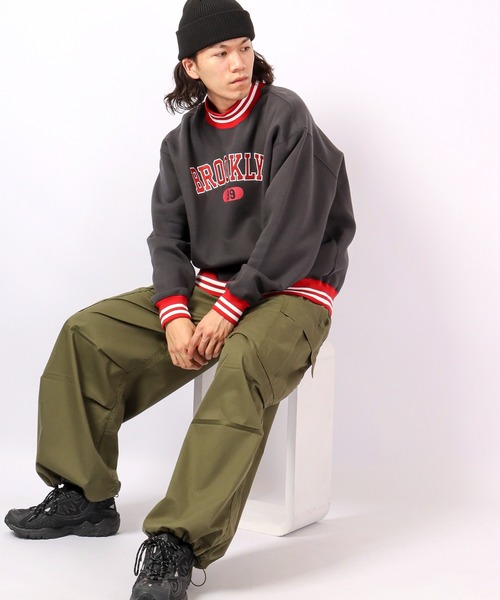 FUNALIVE（ファンアライブ）の「裏起毛ハイネック リブラインスウェット プルオーバー（スウェット・メンズ・グレー/チャコールグレー/グリーン・M/L/XL）」の9枚目の写真