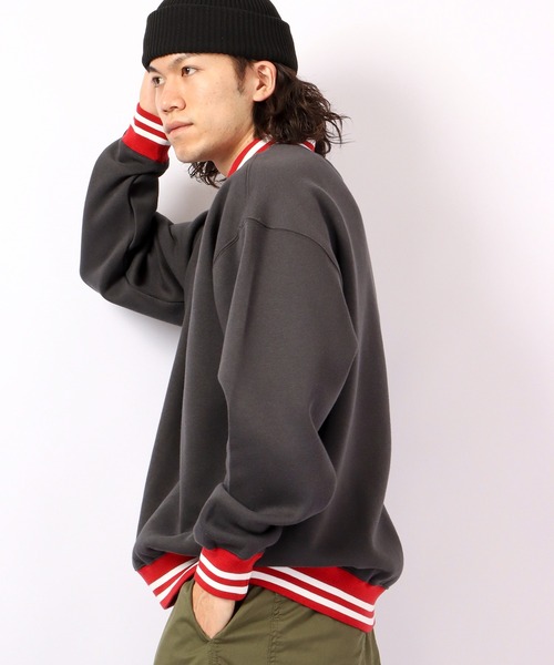 FUNALIVE（ファンアライブ）の「裏起毛ハイネック リブラインスウェット プルオーバー（スウェット・メンズ・グレー/チャコールグレー/グリーン・M/L/XL）」の7枚目の写真