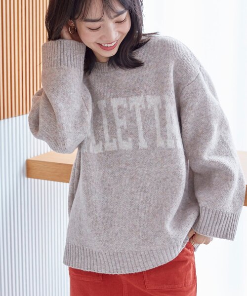 SHOO・LA・RUE(シューラルー)の「◆ミックスロゴジャカードニット(ニット/セーター・レディース・ベージュ系その他7/ライトグレー系4/ブラック系4・00)」の2枚目の写真