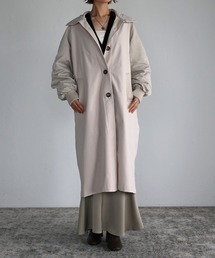 異素材MIX スタンドカラーミリタリーコート