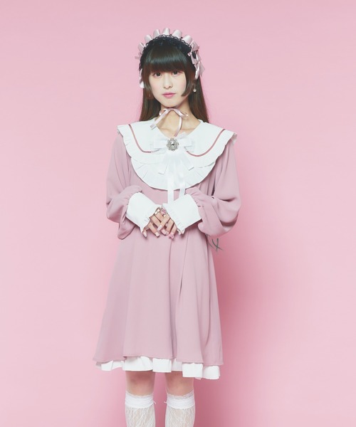 WEGO（ウィゴー）の「WEGO/【一部店限定】配色フリル付きヘッドドレス（ヘアバンド・レディース・ピンク/ブラック・FREE）」の11枚目の写真