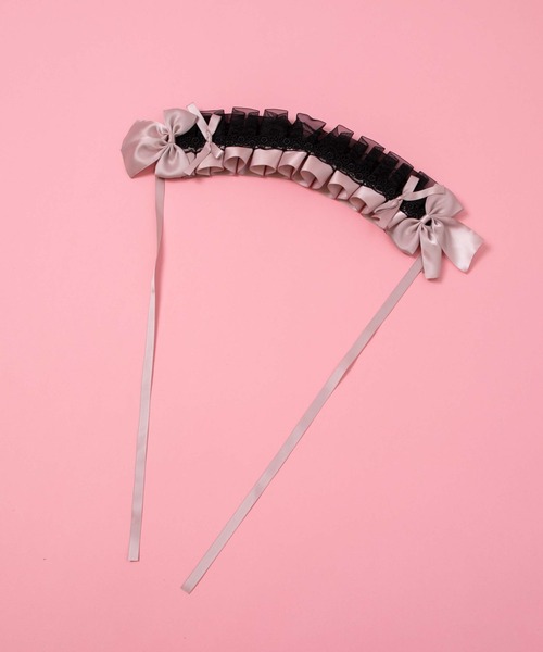 WEGO（ウィゴー）の「WEGO/【一部店限定】配色フリル付きヘッドドレス（ヘアバンド・レディース・ピンク/ブラック・FREE）」の10枚目の写真
