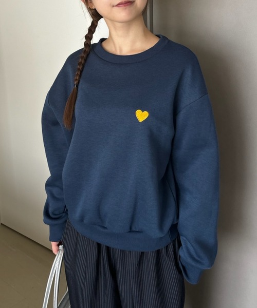 セール】【サイズ展開あり】ハート刺繍トレーナー/スウェット