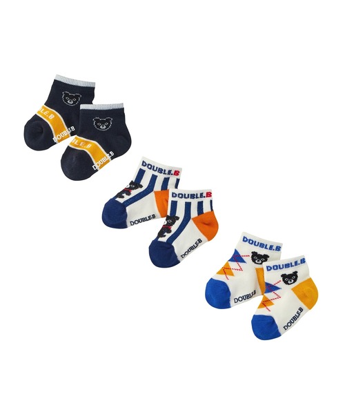 DOUBLE_B(ダブルビー)の「ローカットソックスパック3足セット(11-21cm)(ソックス/靴下・キッズ・マルチ/ホワイト/ブルー/ブラック・15cm/17cm/19cm/11cm/13cm/11-13cm/13-15cm/15-17cm/17-19cm/19-21cm)」の2枚目の写真