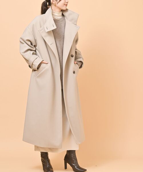 rps（アールピーエス）の「スタンドカラーロングコート（その他アウター・レディース・ブラウン/グレイッシュベージュ/ブラック・M）」の18枚目の写真