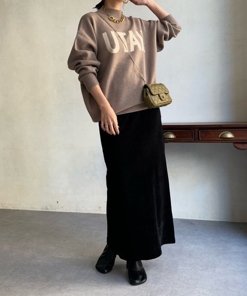 DouDou（ドゥドゥ）の「【WEB限定】UTAHジャガードロゴニット（ニット/セーター・レディース・ブラック/ベージュ/パープル・FREE）」の6枚目の写真