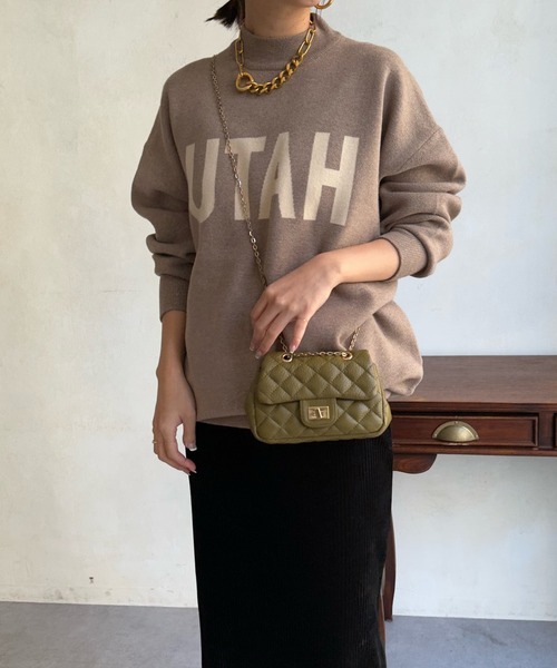 DouDou（ドゥドゥ）の「【WEB限定】UTAHジャガードロゴニット（ニット/セーター・レディース・ブラック/ベージュ/パープル・FREE）」の9枚目の写真