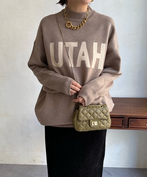 DouDou（ドゥドゥ）の「【WEB限定】UTAHジャガードロゴニット（ニット/セーター・レディース・ブラック/ベージュ/パープル・FREE）」の10枚目の写真