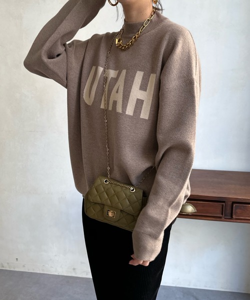 DouDou（ドゥドゥ）の「【WEB限定】UTAHジャガードロゴニット（ニット/セーター・レディース・ブラック/ベージュ/パープル・FREE）」の11枚目の写真