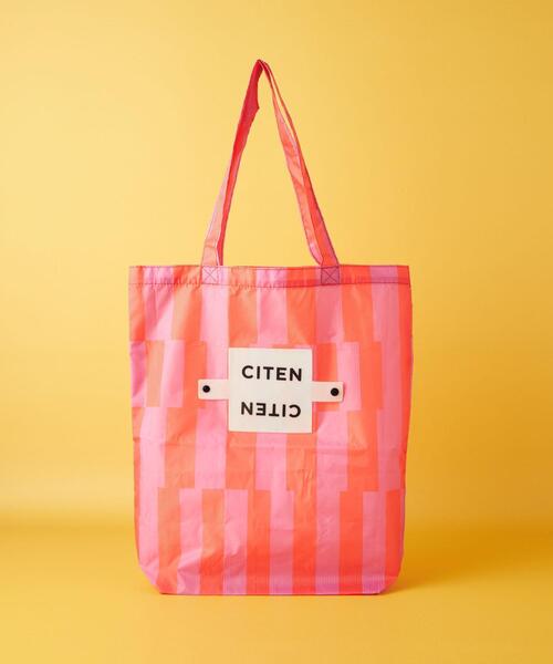 CITEN＞くるくるパッチン ストライプ トートバッグ（エコバッグ