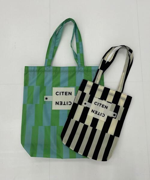 CITEN＞くるくるパッチン ストライプ トートバッグ（エコバッグ
