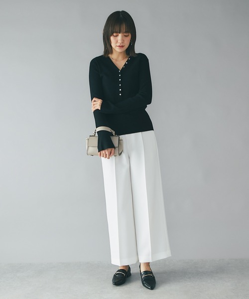 RIVE DROITE（リヴドロワ）の「上品さを兼ね備えた大人のためのワイドパンツ/ダブルクロスセミワイドパンツ（その他パンツ・レディース・ベージュ/オフホワイト・36/38）」の11枚目の写真