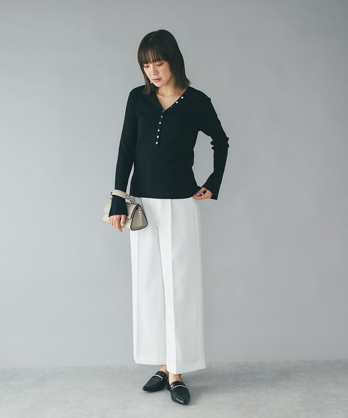 RIVE DROITE（リヴドロワ）の「上品さを兼ね備えた大人のためのワイドパンツ/ダブルクロスセミワイドパンツ（その他パンツ・レディース・ベージュ/オフホワイト・36/38）」の7枚目の写真