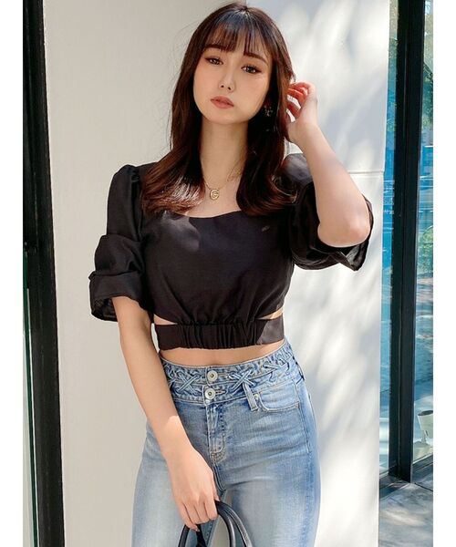 GYDA（ジェイダ）の「BACKリボン スクエアネックブラウス（シャツ/ブラウス・レディース・ブラック/オフホワイト・FREE）」の16枚目の写真