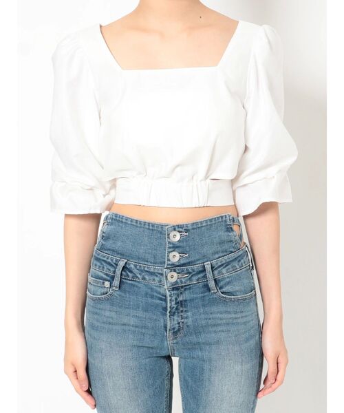 GYDA（ジェイダ）の「BACKリボン スクエアネックブラウス（シャツ/ブラウス・レディース・ブラック/オフホワイト・FREE）」の20枚目の写真