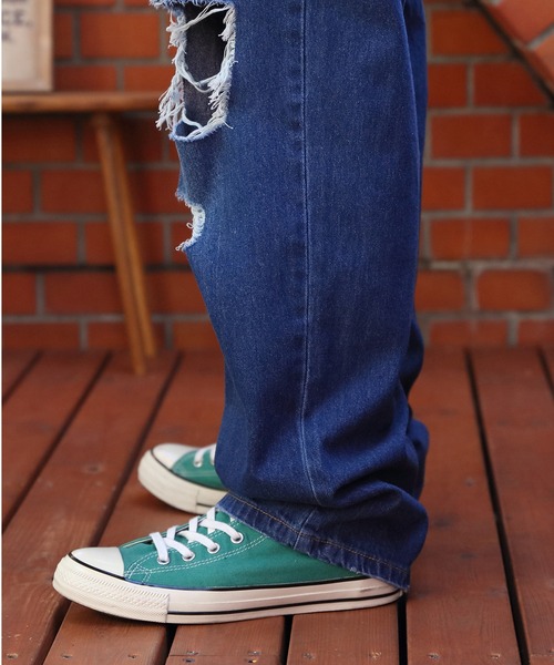 8(eight)(エイト)の「ダメージデニムワイドパンツ(デニムパンツ・メンズ・サックスブルー/ブラック/ブルー・MEDIUM/LARGE)」の10枚目の写真