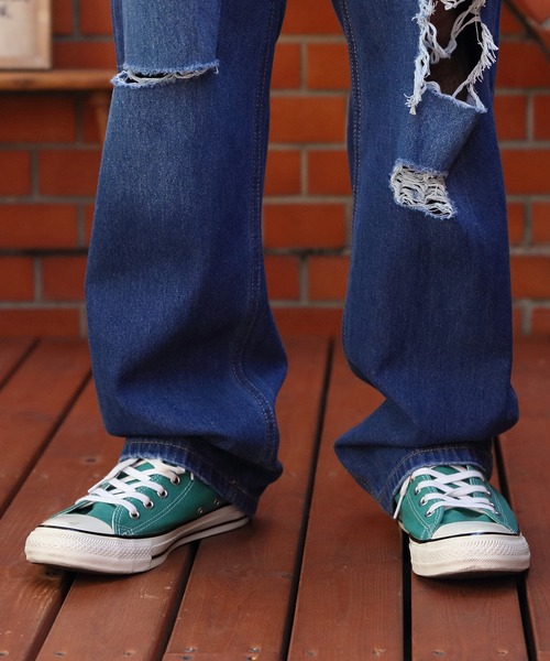 8(eight)(エイト)の「ダメージデニムワイドパンツ(デニムパンツ・メンズ・サックスブルー/ブラック/ブルー・MEDIUM/LARGE)」の11枚目の写真