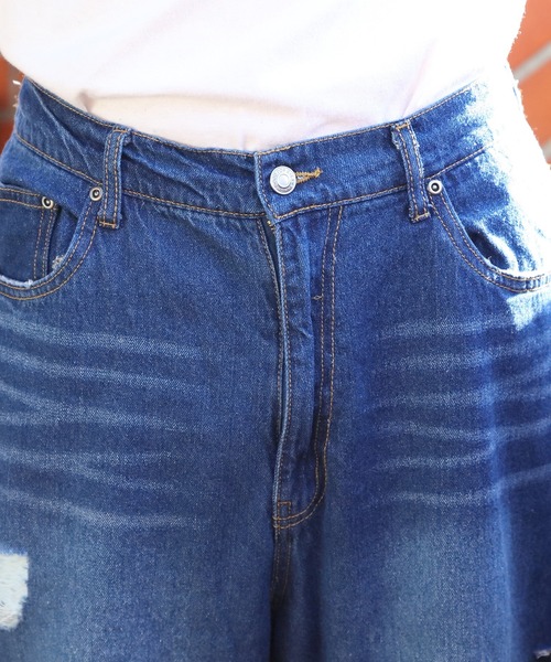 8(eight)(エイト)の「ダメージデニムワイドパンツ(デニムパンツ・メンズ・サックスブルー/ブラック/ブルー・MEDIUM/LARGE)」の12枚目の写真