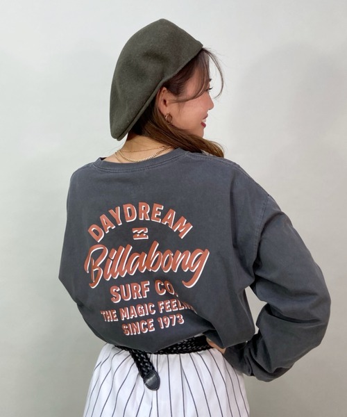 BILLABONG(ビラボン)の「BILLABONG/ビラボン ビッグシルエット/オーバーサイズ/バックプリントロンT/ロングスリーブTEE BD013-050(Tシャツ/カットソー・レディース・イエロー/ホワイト/ブラック・M/L)」の1枚目の写真