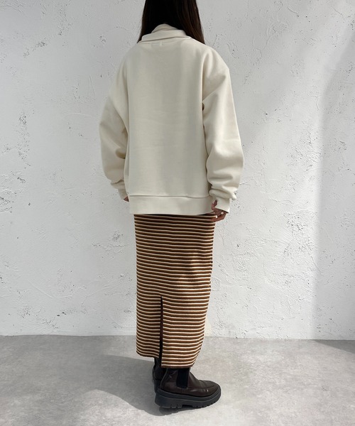 apres jour mignon（アプレジュールミニョン）の「ニットボーダーロングスカート【ZOZOTOWN限定アイテム】（スカート・レディース・ダークブラウン/ブラック系その他/グリーン系その他・X-LARGE/MEDIUM/SMALL）」の18枚目の写真