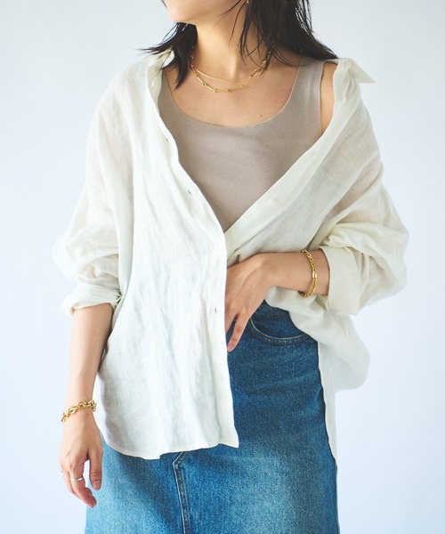 RIVE DROITE（リヴドロワ）の「シームレスタンク（タンクトップ・レディース・チャコールグレー/ミント/グレー系その他/モカ/ブラック/ベージュ系その他/ライトグレー・FREE）」の6枚目の写真